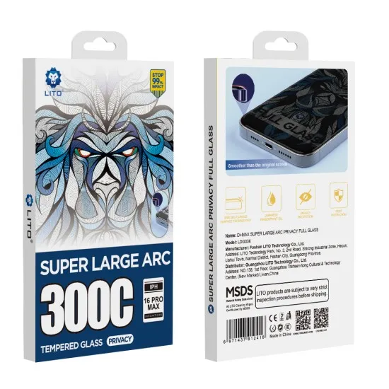 Folie pentru iPhone 16 Plus - Lito D+ Max Privacy 300C - Black Folie pentru iPhone 16 Plus - Lito D+ Max Privacy 300C - Black