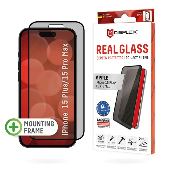 Folie pentru iPhone 16 Pro Max - Displex Real Glass Privacy Full Cover - Black Folie pentru iPhone 16 Pro Max - Displex Real Glass Privacy Full Cover - Black