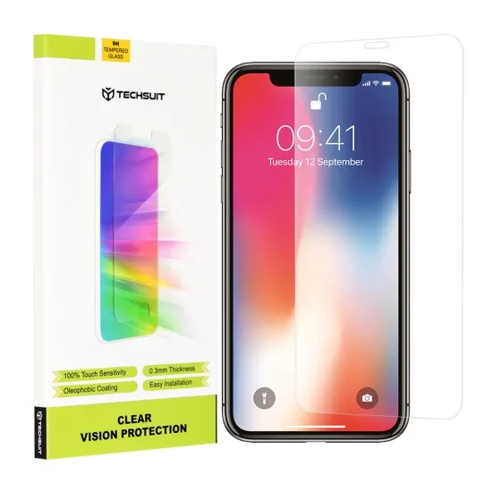 Folie pentru iPhone X, iPhone 10 - Techsuit Clear Vision Glass - Transparent Folie pentru iPhone X, iPhone 10 - Techsuit Clear Vision Glass - Transparent