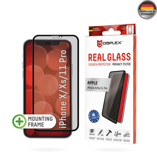 Folie pentru iPhone X / XS / 11 Pro - Displex Real Glass Privacy Full Cover - Black