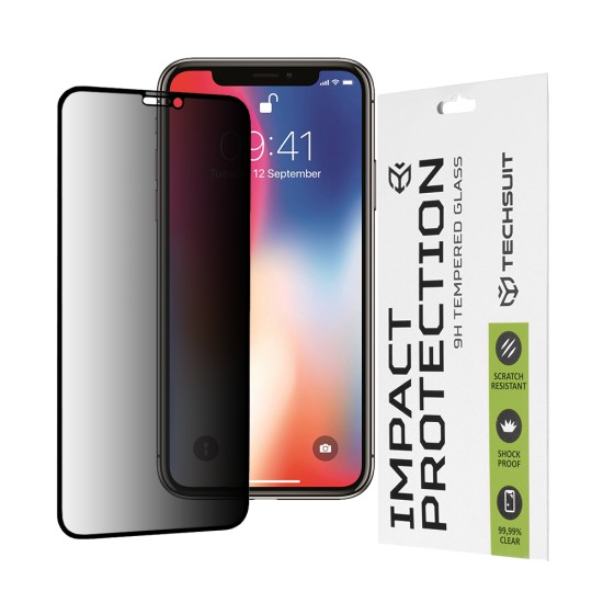 Folie pentru iPhone X / XS / 11 Pro - Techsuit 111D Privacy Full Glue - Black