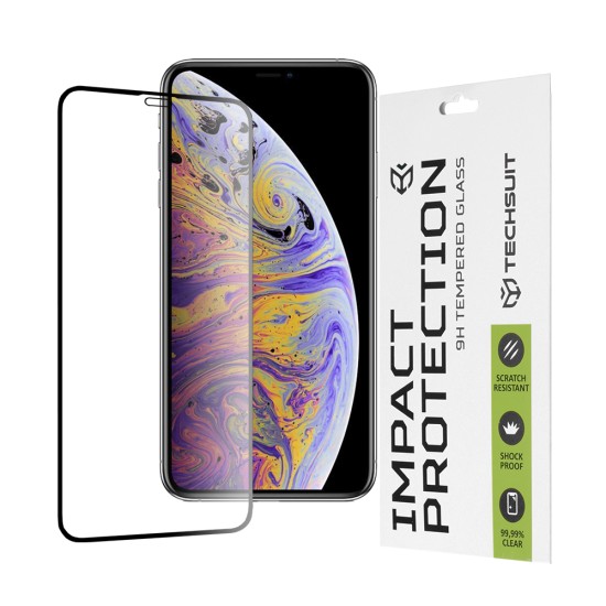 Folie pentru iPhone XS Max / 11 Pro Max - Techsuit 111D Full Cover / Full Glue Glass - Black