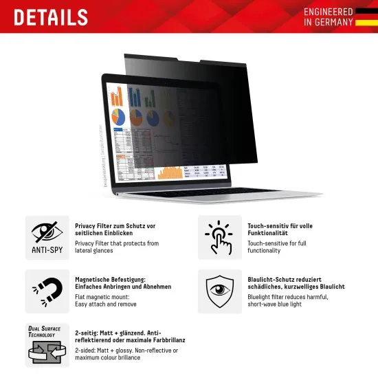 Folie pentru MacBook Air 15 (2023 / 2024) - Displex Laptop Privacy Safe - Black Folie pentru MacBook Air 15 (2023 / 2024) - Displex Laptop Privacy Safe - Black