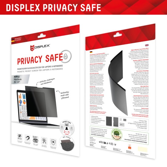 Folie pentru MacBook Air 15 (2023 / 2024) - Displex Laptop Privacy Safe - Black