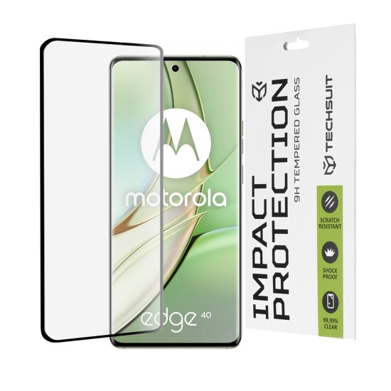 Folie pentru Motorola Edge 40 / Edge (2023) - Techsuit 111D Full Cover / Full Glue Glass / 3D Curved Screen - Black