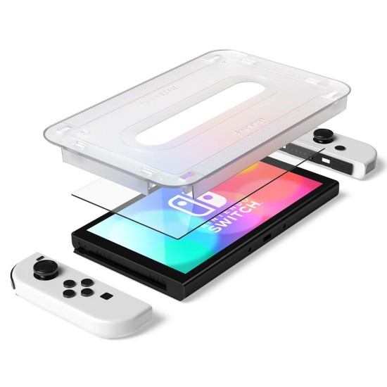 Folie pentru Nintendo Switch OLED (set 2) - Spigen Glas.tR EZ FIT - Clear