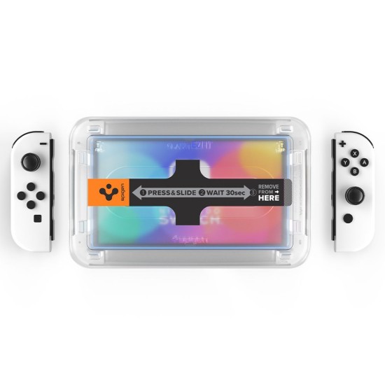 Folie pentru Nintendo Switch OLED (set 2) - Spigen Glas.tR EZ FIT - Clear