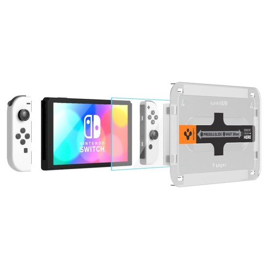 Folie pentru Nintendo Switch OLED (set 2) - Spigen Glas.tR EZ FIT - Clear