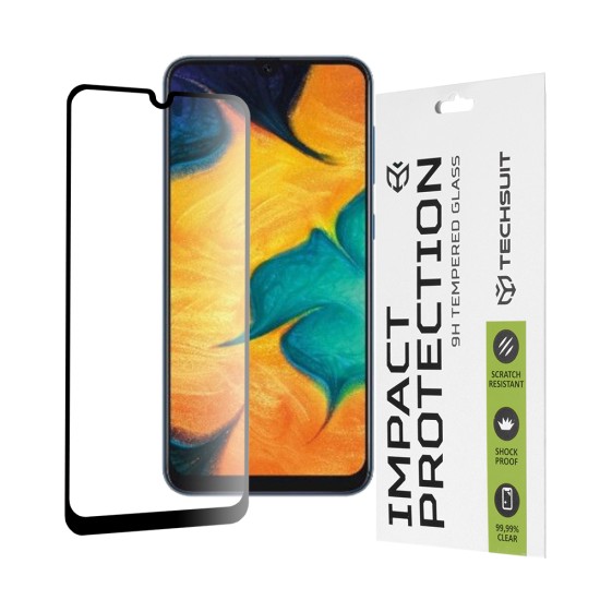 Folie pentru Samsung Galaxy A20 / A30 / A30s / A50 / A50s / M21 / M30 / M30s / M31 - Techsuit 111D Full Cover / Full Glue Glass - Black