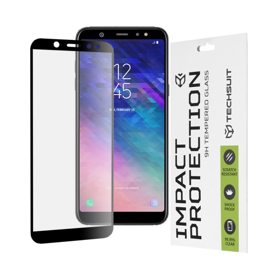 Folie pentru Samsung Galaxy A6 Plus 2018 - Techsuit 111D Full Cover / Full Glue Glass  - Black