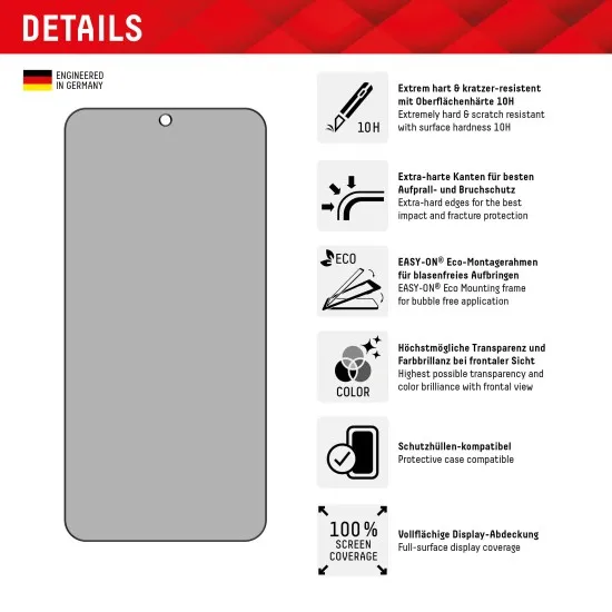 Folie pentru Samsung Galaxy S24 Plus - Displex Real Glass Privacy Full Cover - Black