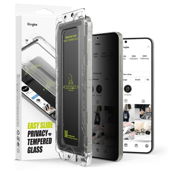 Folie pentru Samsung Galaxy S25 (set 2) - Ringke Easy Slide Privacy Tempered Glass - Black