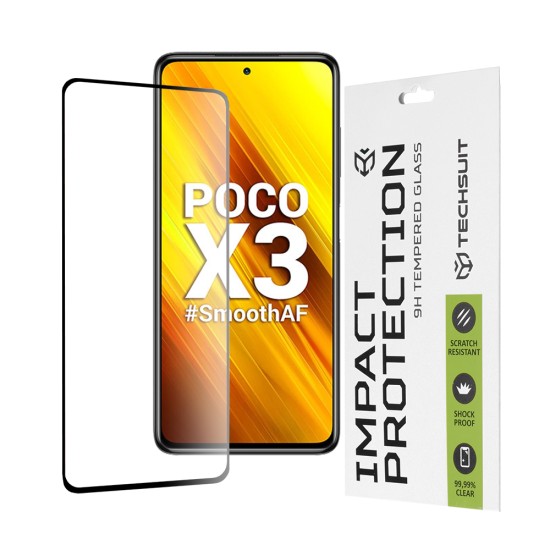 Folie pentru Xiaomi Poco X3 / Poco X3 NFC / Poco X3 Pro - Techsuit 111D Full Cover / Full Glue Glass - Black