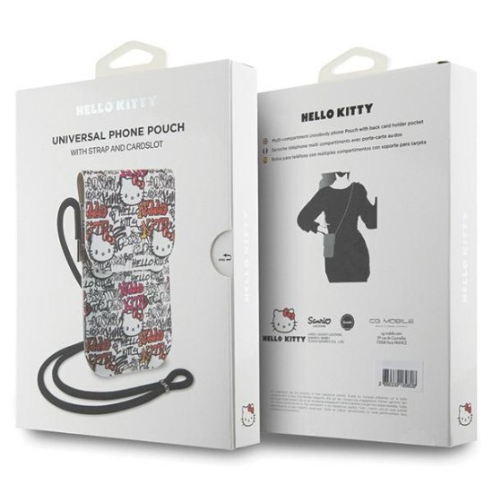 Geanta Crossbody - Hello Kitty Leather Tags Graffiti Cord (HKOWBHDGPTE) - Beige Geanta Crossbody - Hello Kitty Leather Tags Graffiti Cord (HKOWBHDGPTE) - Beige