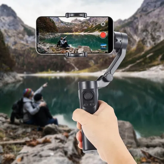 Gimbal pentru Telefon cu 3 Axe si Telecomanda, Pliabil - Techsuit (F5 Plus) - Black Gimbal pentru Telefon cu 3 Axe si Telecomanda, Pliabil - Techsuit (F5 Plus) - Black