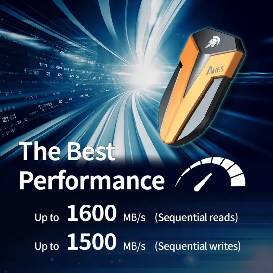 Hard SSD Extern PCIe Gen5x4 500GB, 1600MB/s - Dato Ares Amber Shield - Black Hard SSD Extern PCIe Gen5x4 500GB, 1600MB/s - Dato Ares Amber Shield - Black