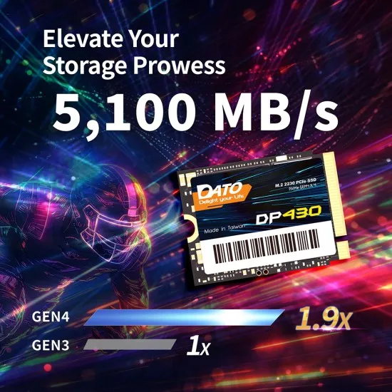 Hard SSD Intern PCIe Gen4x4 1TB, 5000MB/s - Dato DP430 (DP430SSD-1TB) - Black Hard SSD Intern PCIe Gen4x4 1TB, 5000MB/s - Dato DP430 (DP430SSD-1TB) - Black