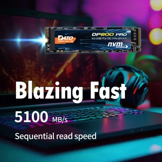 Hard SSD Intern PCIe Gen4x4 512GB, 5100MB/s - Dato DP800 PRO (DP800PSSD-512GB) - Black Hard SSD Intern PCIe Gen4x4 512GB, 5100MB/s - Dato DP800 PRO (DP800PSSD-512GB) - Black