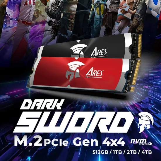 Hard SSD Intern PCIe Gen4x4 8TB, 7200MB/s - Dato Ares Dark Sword (ARSDSK-8TB) - Black Hard SSD Intern PCIe Gen4x4 8TB, 7200MB/s - Dato Ares Dark Sword (ARSDSK-8TB) - Black
