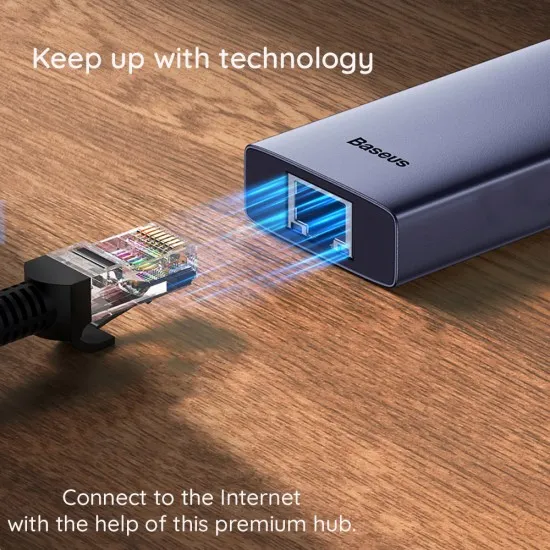 Hub Type-C la HDMI, 2x USB, Type-C, RJ45, SD, TF - Baseus UltraJoy (B00052805813-00) - Space Grey Hub Type-C la HDMI, 2x USB, Type-C, RJ45, SD, TF - Baseus UltraJoy (B00052805813-00) - Space Grey