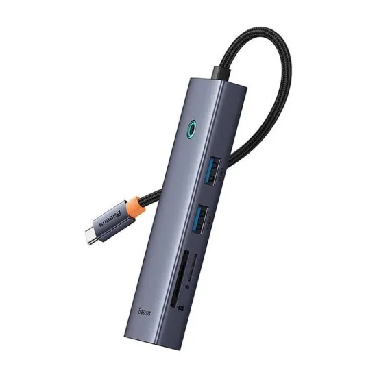 Hub Type-C la HDMI, 2x USB, Type-C, RJ45, SD, TF - Baseus UltraJoy (B00052805813-00) - Space Grey Hub Type-C la HDMI, 2x USB, Type-C, RJ45, SD, TF - Baseus UltraJoy (B00052805813-00) - Space Grey