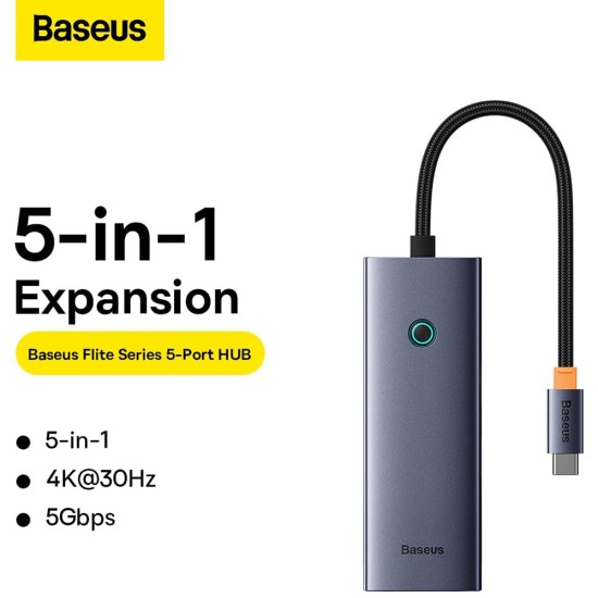 Hub Type-C la HDMI, 4 x USB, 4K@30Hz - Baseus UltraJoy (B00052809813-00) - Space Grey