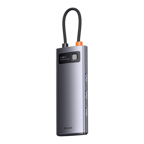 Hub Type-C to 4 x USB 3.0, Type-C - Baseus Metal Gleam Series (WKWG070013) - Gray