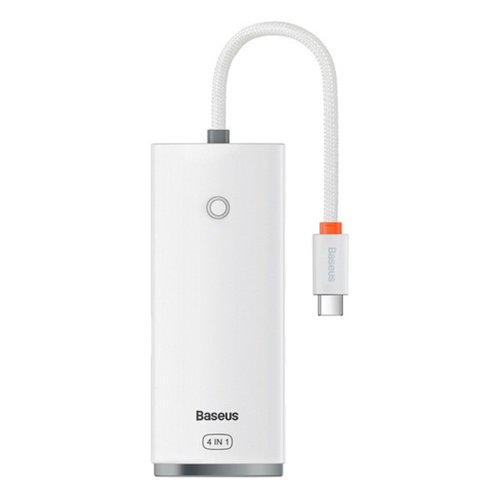 Hub Type-C to 4x USB 3.0, Type-C, 0.25m - Baseus Lite Series (WKQX030302) - White