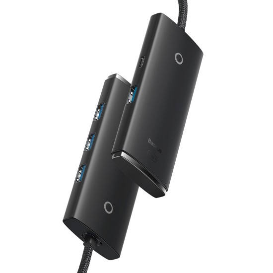 Hub Type-C to 4xUSB 3.0, Type-C - Baseus AirJoy Series (WKQX030501) - Black