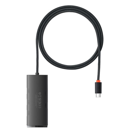 Hub USB-C la 4x USB 3.0, Type-C, 1m - Baseus Lite Series (WKQX030401) - Black