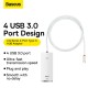 Hub USB-C la 4x USB 3.0, Type-C, 1m - Baseus Lite Series (WKQX030402) - White