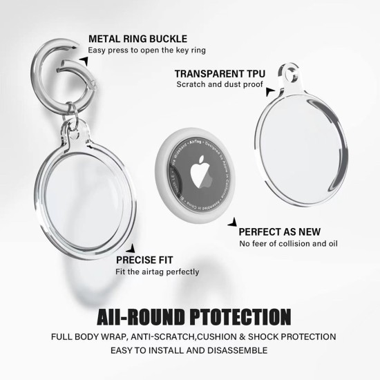 Husa Apple AirTag (set 4) - Techsuit Holder Silicone (CT15) - Clear