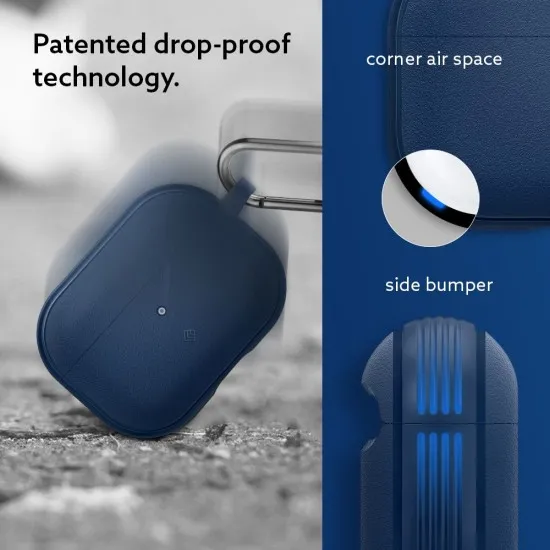 Husa cu Holder Metalic pentru Apple AirPods Pro 1 / 2 Spigen Caseology Vault - Navy Blue Husa cu Holder Metalic pentru Apple AirPods Pro 1 / 2 Spigen Caseology Vault - Navy Blue