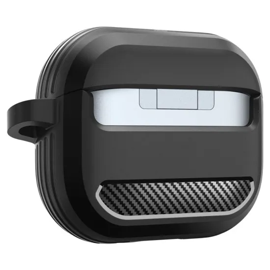 Husa cu Holder Metalic pentru Samsung Galaxy Buds 3 / 3 Pro Spigen Rugged Armor - Black Husa cu Holder Metalic pentru Samsung Galaxy Buds 3 / 3 Pro Spigen Rugged Armor - Black
