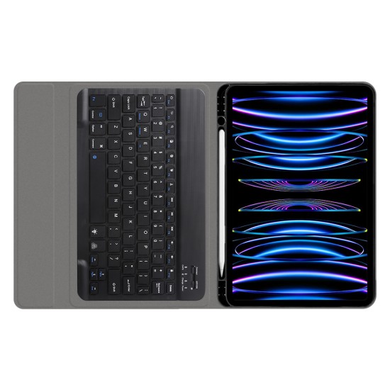 Husa cu Tastatura pentru iPad Pro 11 (2018 / 2020 / 2021 / 2022) - Techsuit CozyTab Case - Black