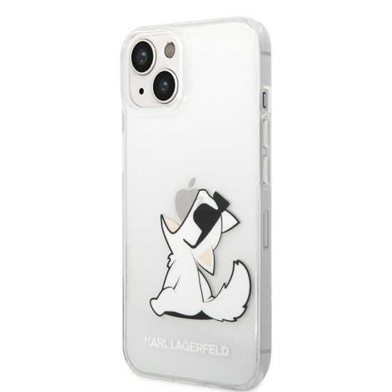 Husa iPhone 14 Plus / iPhone 15 Plus - Karl Lagerfeld Hardcase Transparent (KLHCP14MCFNRC) - Choupette Fun