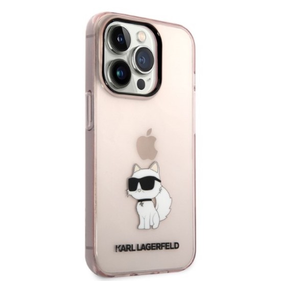 Husa iPhone 14 Pro - Karl Lagerfeld Hardcase (KLHCP14LHNCHTCP) - Pink Ikonik Choupette