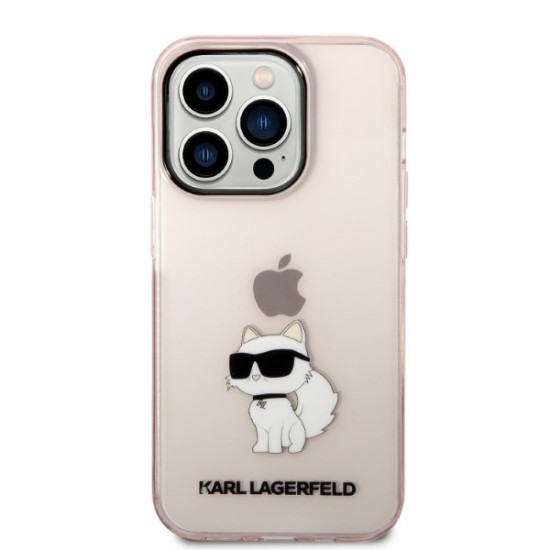 Husa iPhone 14 Pro - Karl Lagerfeld Hardcase (KLHCP14LHNCHTCP) - Pink Ikonik Choupette