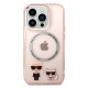 Husa iPhone 14 Pro - Karl Lagerfeld Hardcase MagSafe (KLHMP14LHKCP) - Pink Karl & Choupette Aluminium