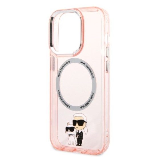 Husa iPhone 14 Pro - Karl Lagerfeld Hardcase MagSafe (KLHMP14LHNKCIP) - Pink Iconic Karl&Choupette