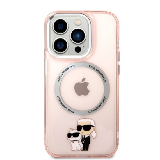 Husa iPhone 14 Pro - Karl Lagerfeld Hardcase MagSafe (KLHMP14LHNKCIP) - Pink Iconic Karl&Choupette