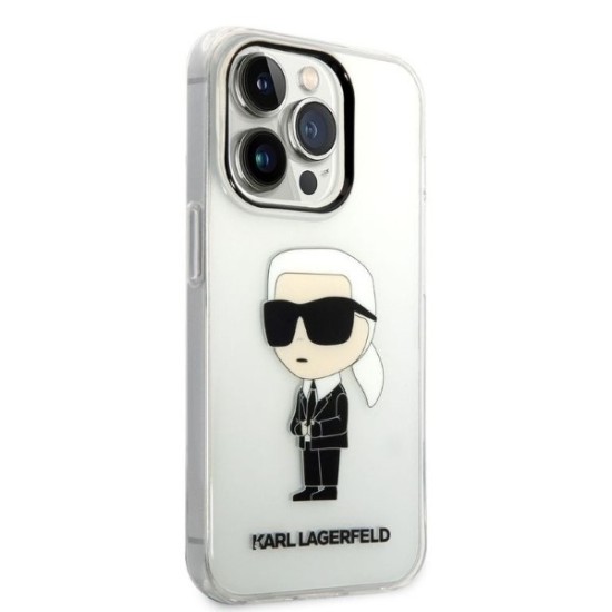 Husa iPhone 14 Pro - Karl Lagerfeld Hardcase Transparent (KLHCP14LHNIKTCT) - Ikonik Karl Lagerfeld