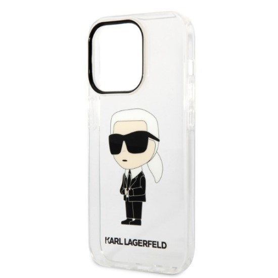 Husa iPhone 14 Pro - Karl Lagerfeld Hardcase Transparent (KLHCP14LHNIKTCT) - Ikonik Karl Lagerfeld