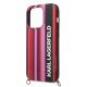 Husa iPhone 14 Pro - Karl Lagerfeld Hardcase with Strap (KLHCP14LSTSTP) - Pink Color Stripes