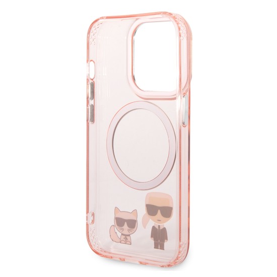 Husa iPhone 14 Pro Max - Karl Lagerfeld Hardcase MagSafe (KLHMP14XHKCP) - Pink Karl & Choupette Aluminium