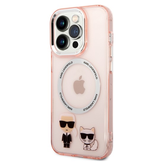 Husa iPhone 14 Pro Max - Karl Lagerfeld Hardcase MagSafe (KLHMP14XHKCP) - Pink Karl & Choupette Aluminium