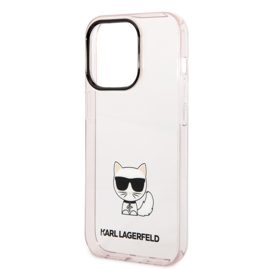 Husa iPhone 14 Pro Max - Karl Lagerfeld Hardcase Transparent (KLHCP14XCTTRI) - Choupette Body