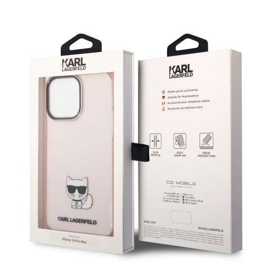 Husa iPhone 14 Pro Max - Karl Lagerfeld Hardcase Transparent (KLHCP14XCTTRI) - Choupette Body