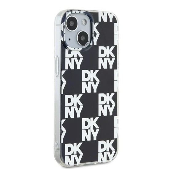 Husa iPhone 15 - DKNY IML Checkered Mono Pattern (DKHCP15SHDLCEK) - Black