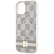 Husa iPhone 15 - DKNY IML Checkered Mono Pattern & Printed Stripes MagSafe (DKHMP15SHCPTSE) - Beige